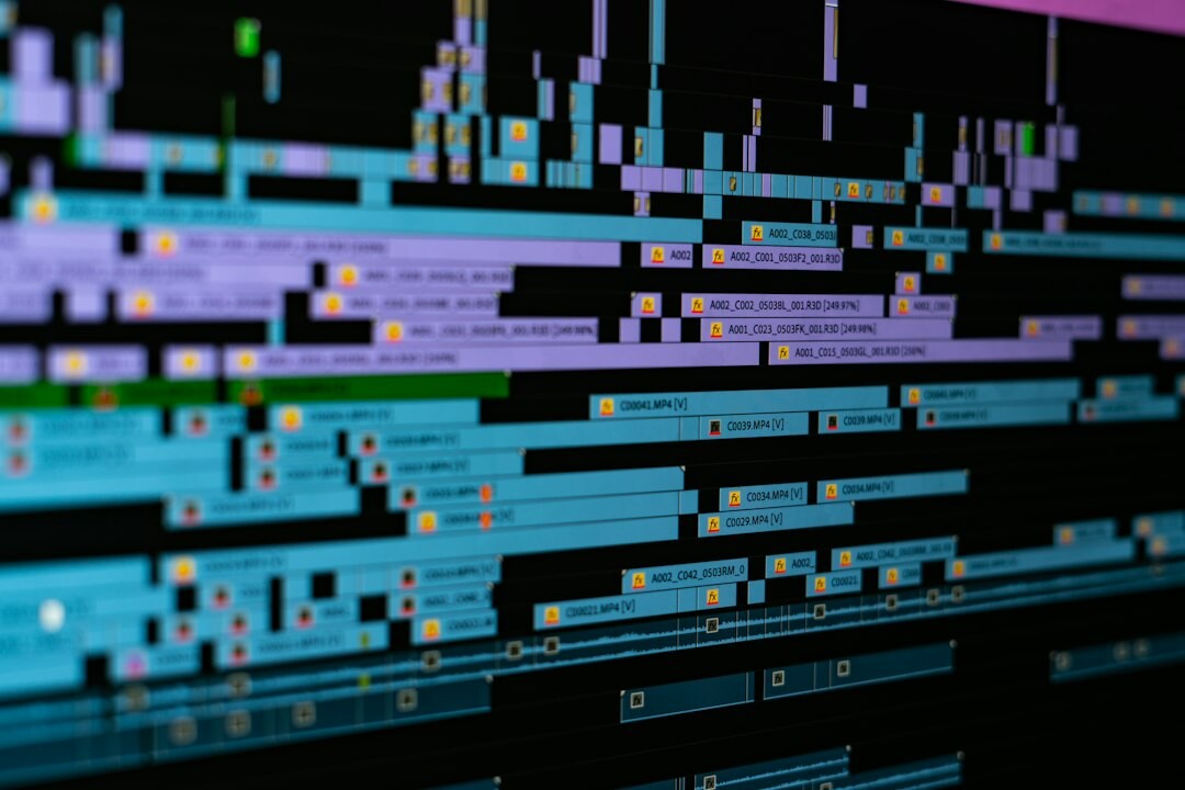 video editing timeline on screen