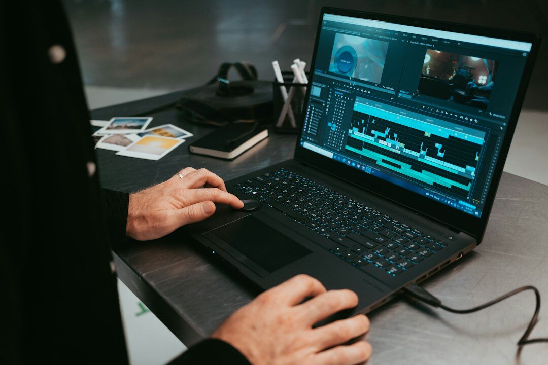 video editor at computer