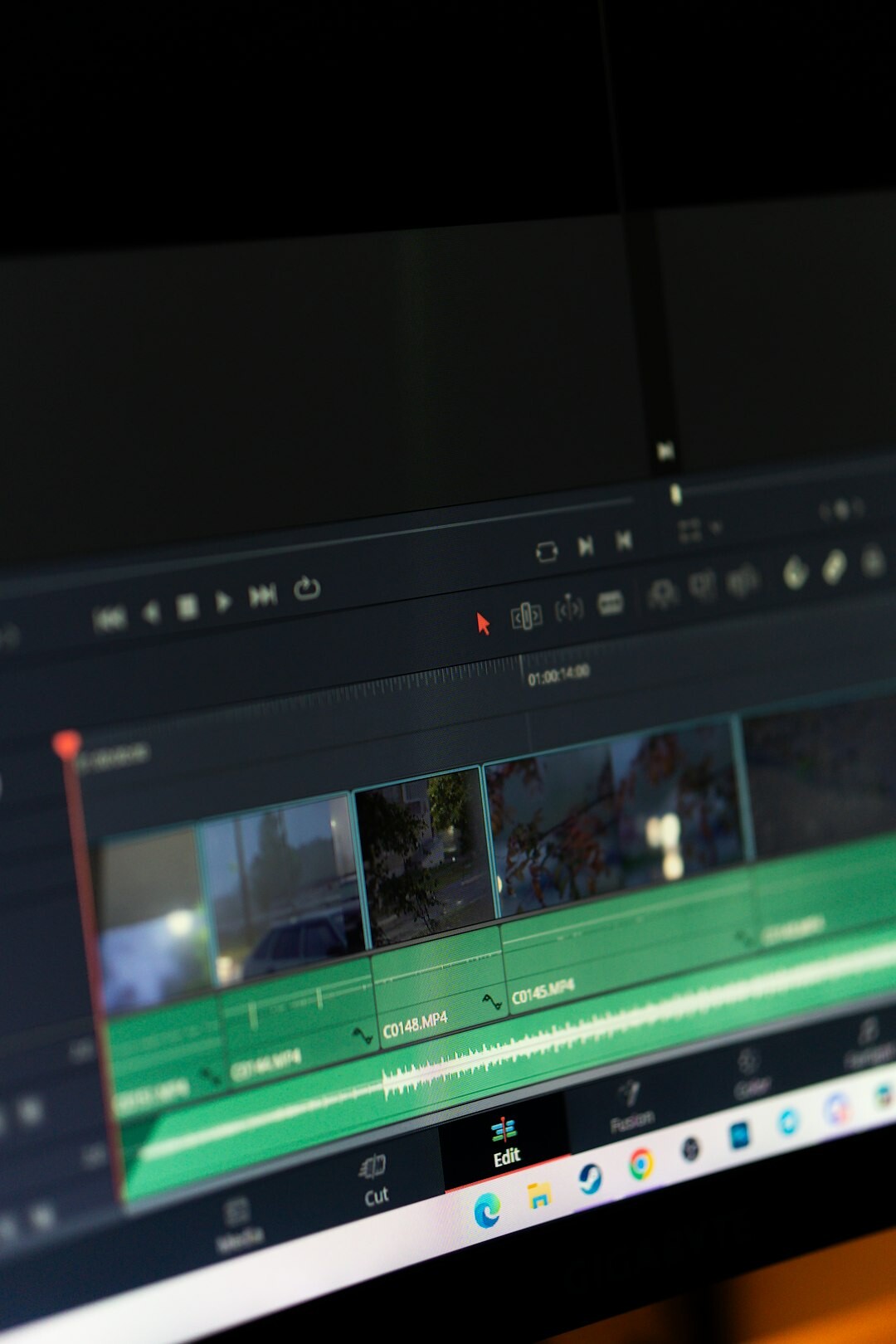 video editing timeline close up